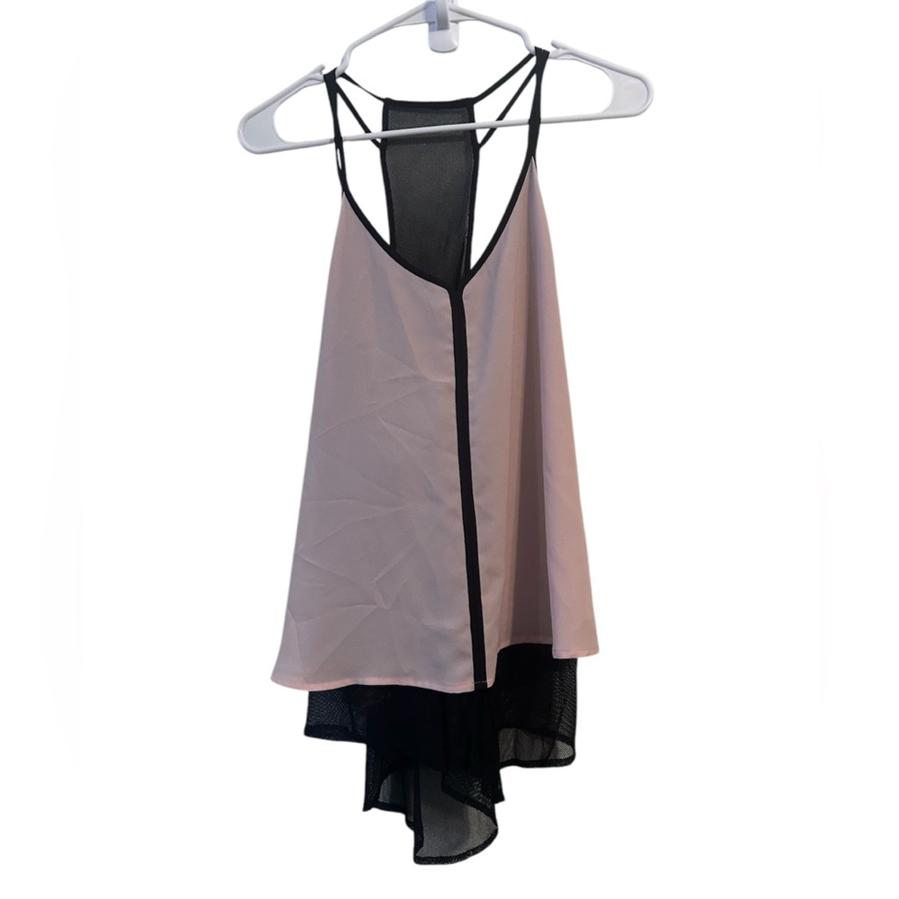Hilda B. Pink and Black Mesh Top NWT